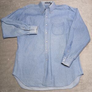 Vtg Cromwell Chambray Shirt 16-34 Sun-Drenched Wabi-Sabi Western Gothic Distress